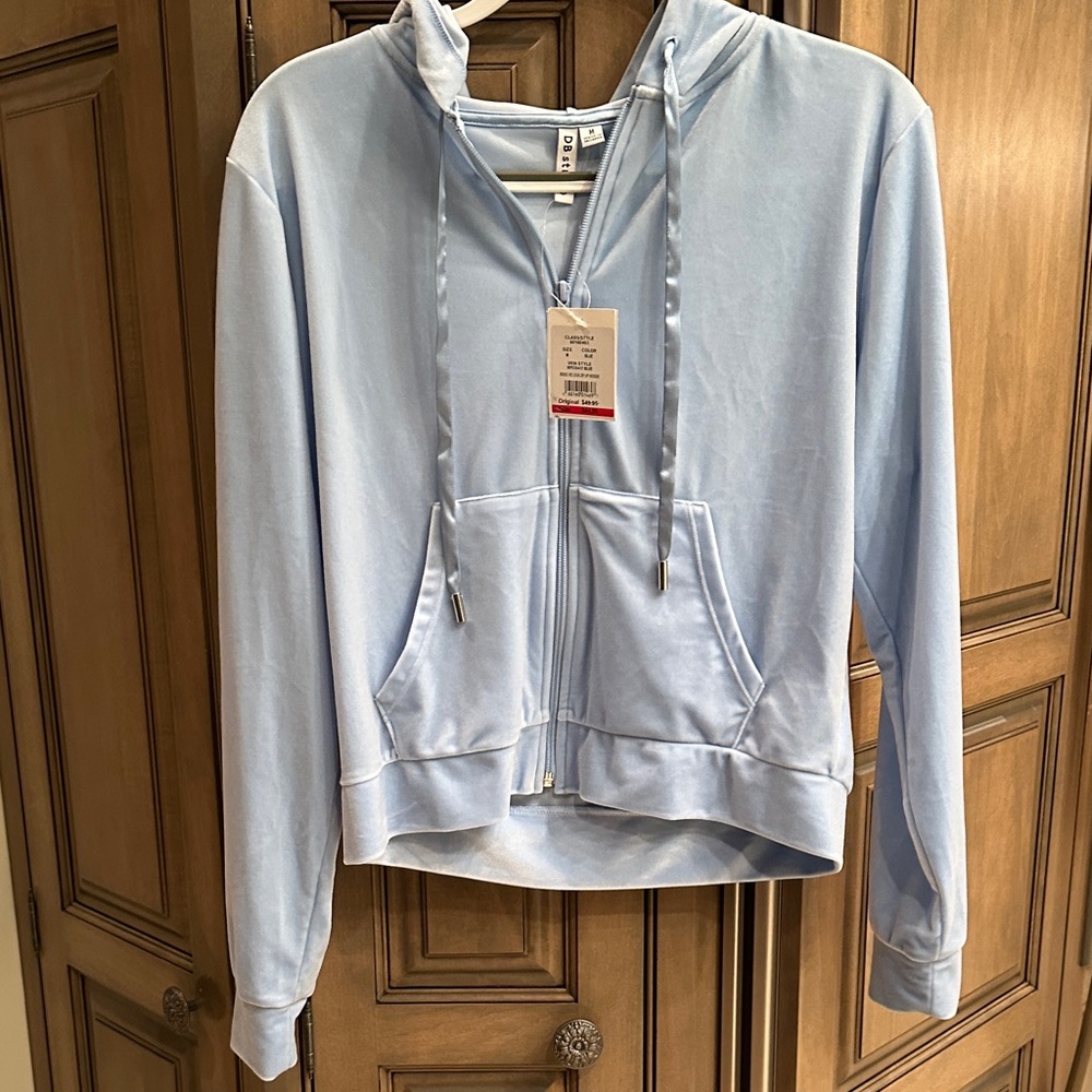 Light Blue Zip-Up Hoodie